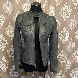 Michael Kors Charcoal Leather Jacket
